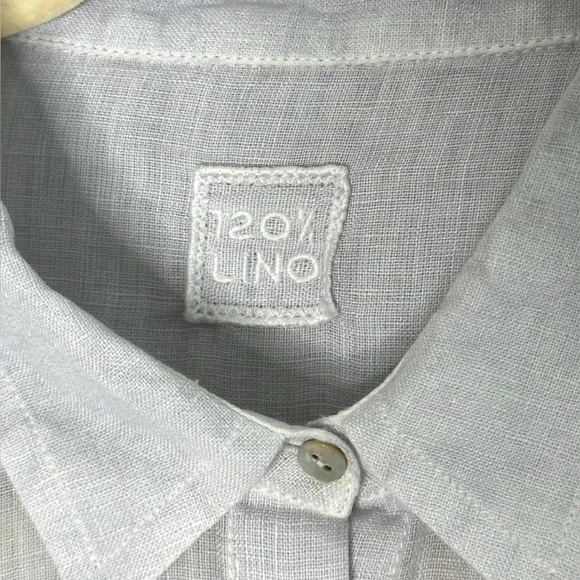 120% LINO Oversized Long 3/4 Sleeve Linen Button Down Lagenlook Top M - Picture 8 of 11